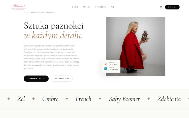 Realizacja strony dla studia beauty